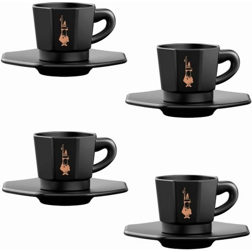 TAZA CAFE BIALETTI (SET 4) OCTOGONAL NEGRA        