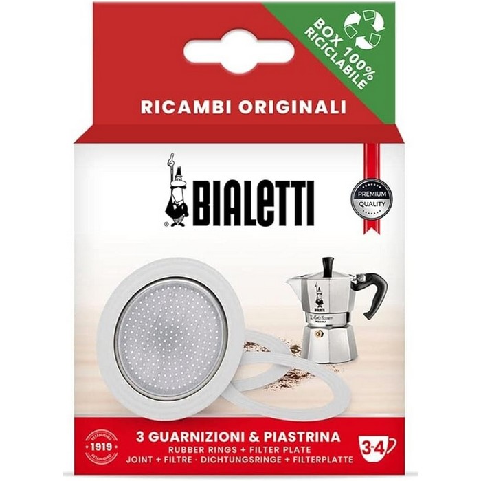 GOMA CAFETERA(3UD)+FILTRO BIALETTI MOKA 3/4 TAZAS 