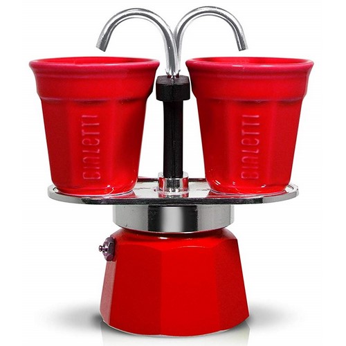 CAFETERA BIALETTI MINI EXPRESS, ROJA + 2 TAZAS    