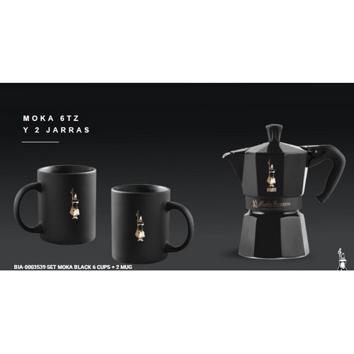 CAFETERA BIALETTI MOKA 6 TAZAS NEGRA + 2 TAZAS MUG