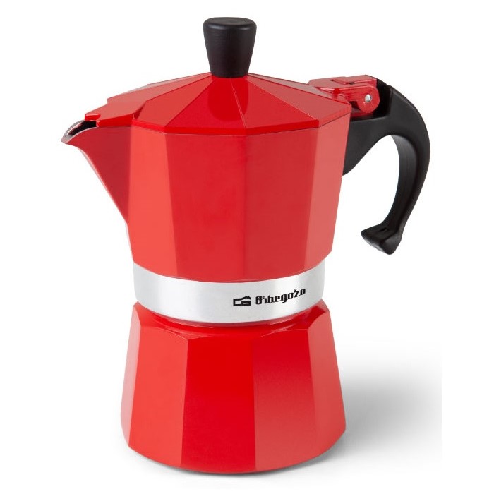 CAFETERA ORBEGOZO KFR340 ALUMINIO 3 TAZAS ROJA    