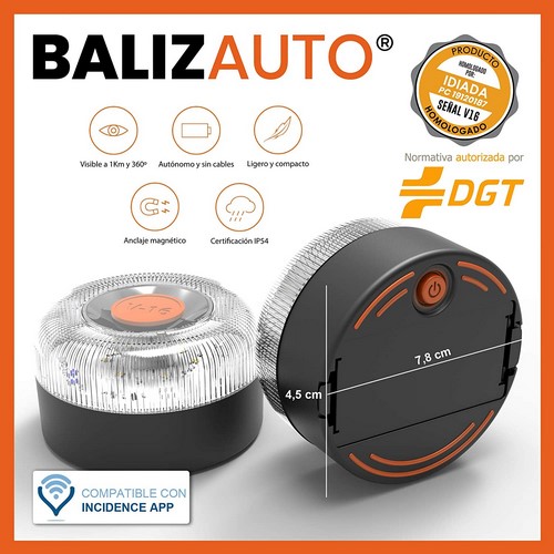 LUZ EMERGENCIA BALIZAUTO V16 CON GEOLOCALIZACION  