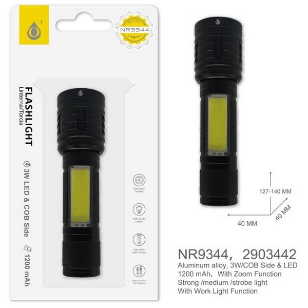 LINTERNA ONE+ NR9344 LUZ LED BATERIA RECARGABLE   
