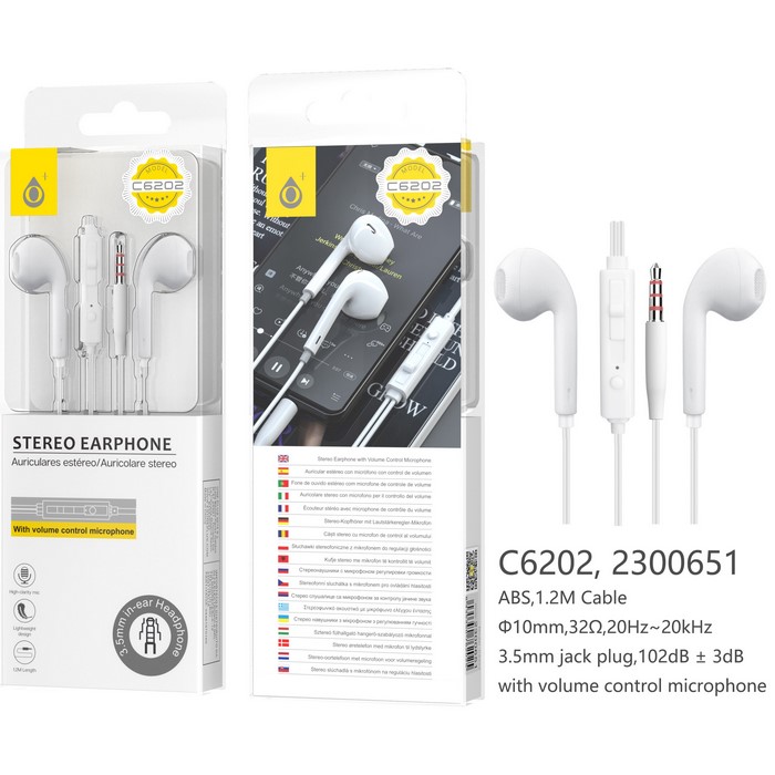 AURICULAR ONE+ C6202 MINI JACK CON MICROF, BLANCO 