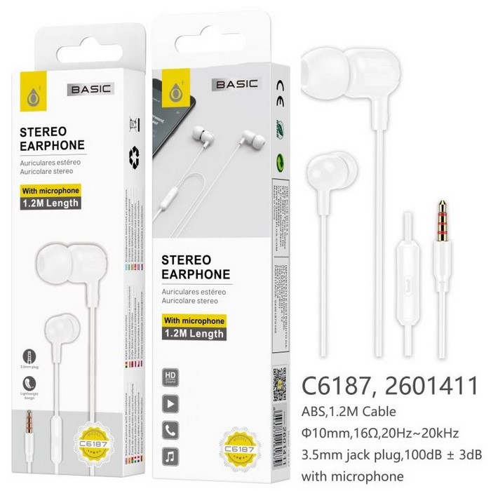 AURICULAR ONE+ C6187 MINI JACK, BLANCO            
