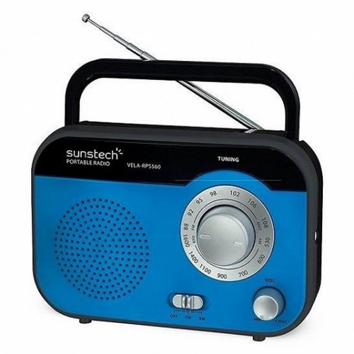 RADIO SUNSTECH RPS560 RED O PILAS, AZUL           