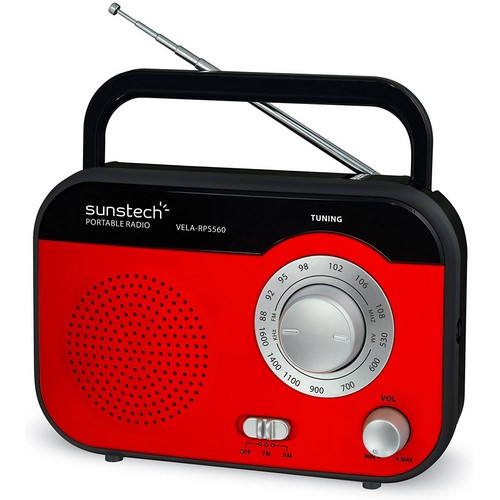 RADIO SUNSTECH RPS560 RED O PILAS, ROJO           