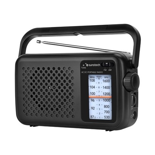 RADIO SUNSTECH RPS760 RED O PILAS, NEGRO          