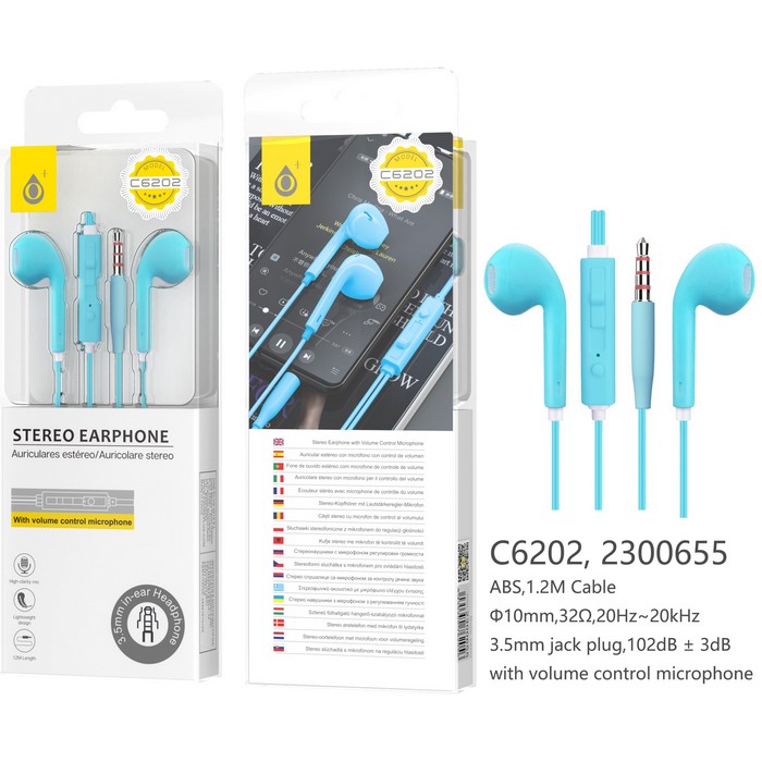 AURICULAR ONE+ C6202 MINI JACK CON MICROF, AZUL   