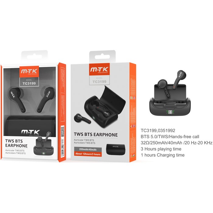 AURICULAR MTK TC3199 BLUETOOTH TWS NEGRO          