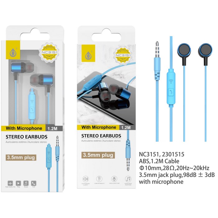 AURICULAR ONE+ NC3151 MINI JACK, AZUL             