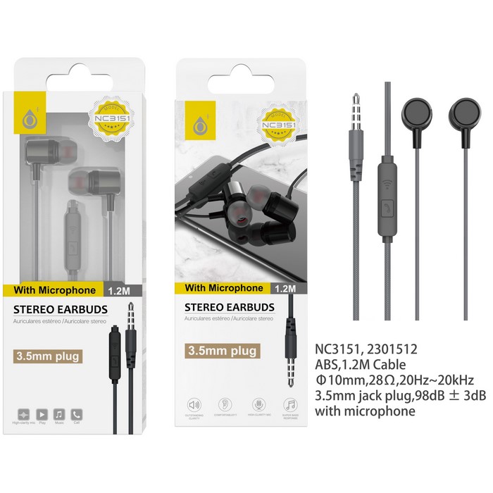 AURICULAR ONE+ NC3151 MINI JACK, NEGRO            