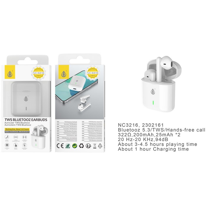 AURICULAR ONE+ NC3216 BLUETOOTH TWS BLANCO        