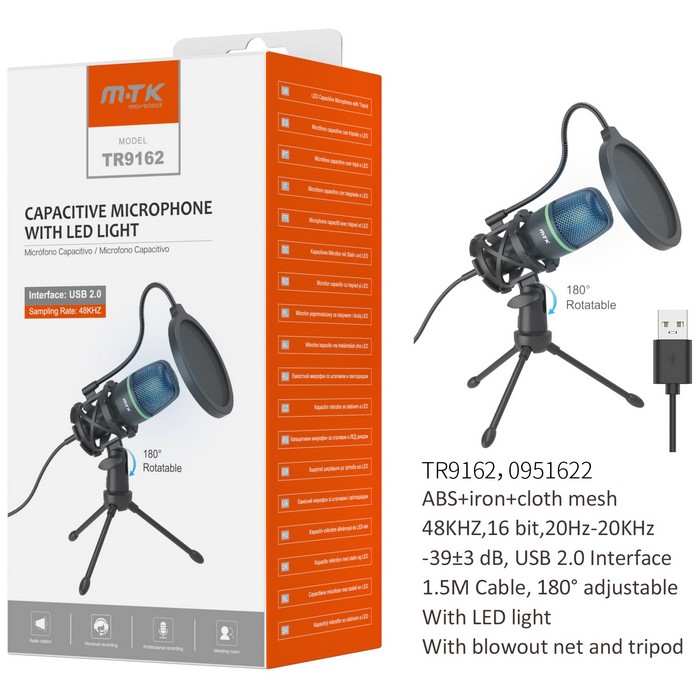 MICROFONO MTK TR9162 CAPACITIVO CON TRIPODE       