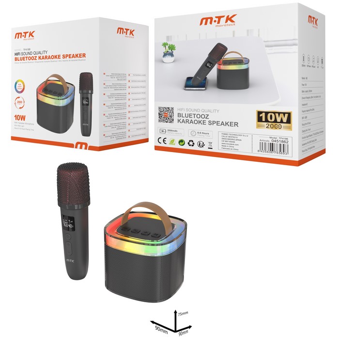 ALTAVOZ MTK TF4186 10W, BT, MICROFONO, AUTO TUNE  