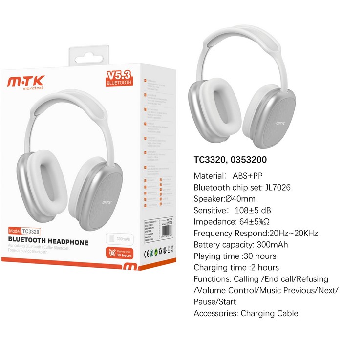 AURICULAR MTK TC3320 BT BLANCO MANOS LIBRES       
