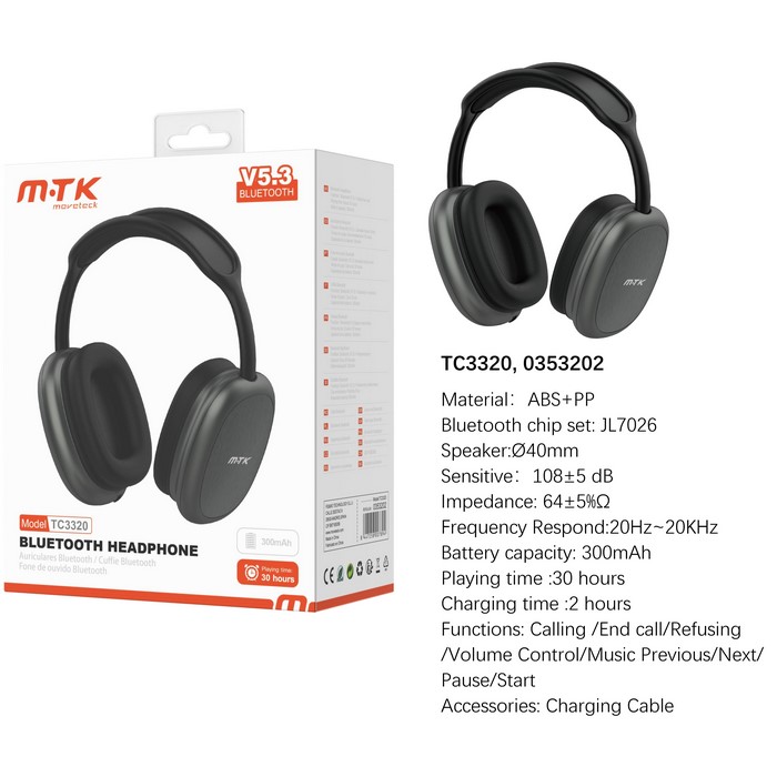 AURICULAR MTK TC3320 BT NEGRO MANOS LIBRES        