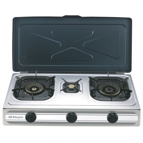 HORNILLO ORBEGOZO FO3500 3FUEGOS GAS INOX CON TAPA