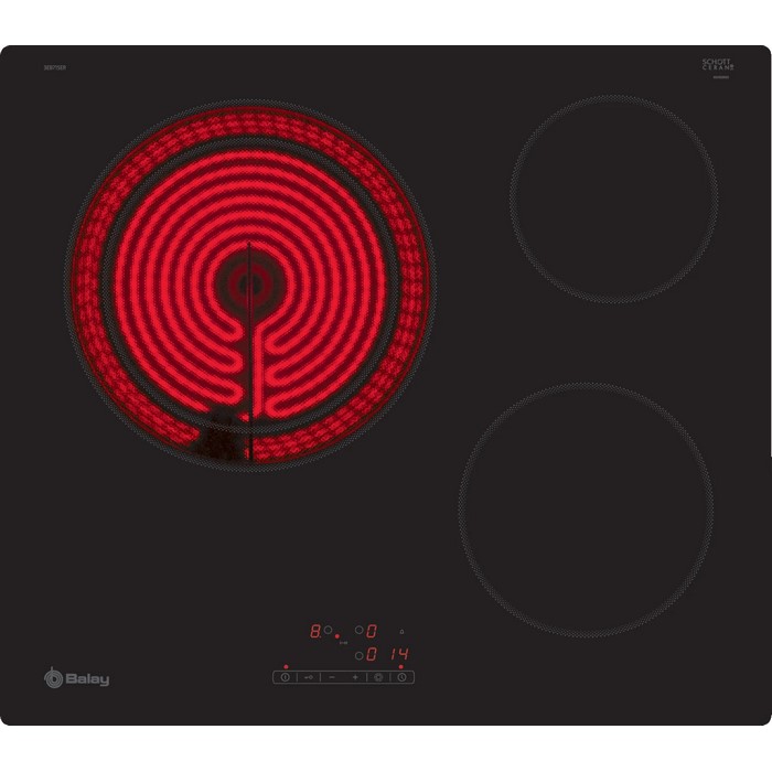 Inducción de 3 Fuegos, con zona Grande Doble de 28cm