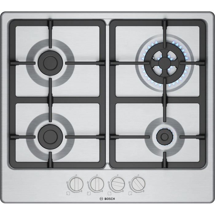 PLACA GAS BOSCH PGH6B5K90 INOX 4 FUEGOS, WOK      