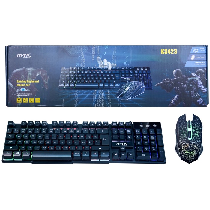 TECLADO + RATON MTK K3423 GAMING, LUZ LED         