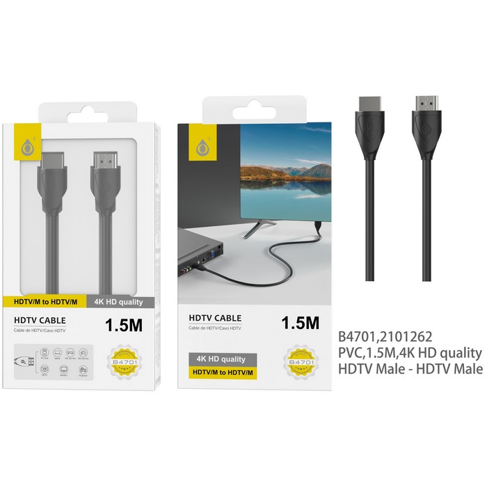 CABLE HDMI ONE+ B4701 4K, 1.5 METROS              