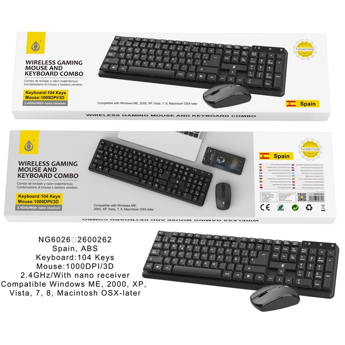 TECLADO+RATON ONE+ NG6026 INALAMBRICO NEGRO       