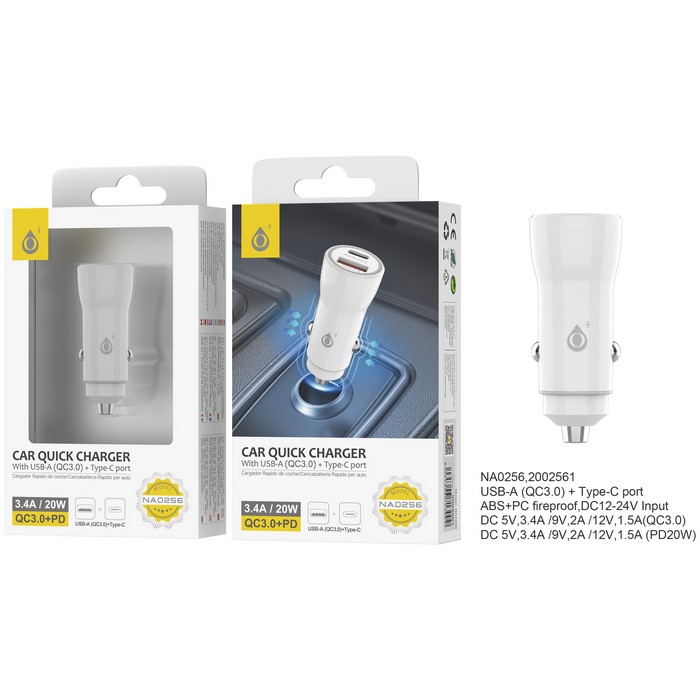 CARGADOR ONE+ NA0256 TIZO, 1 USB, 1 TIPO-C        