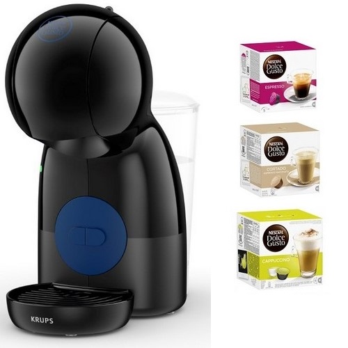 Cafetera Krups Piccolo XS Negra | Dolce Gusto, 15 Bares, 0.8L, Manual