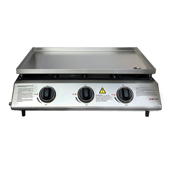 PLANCHA ASAR MUVIP MV0617 3 FUEGOS GAS INOX. 62X40